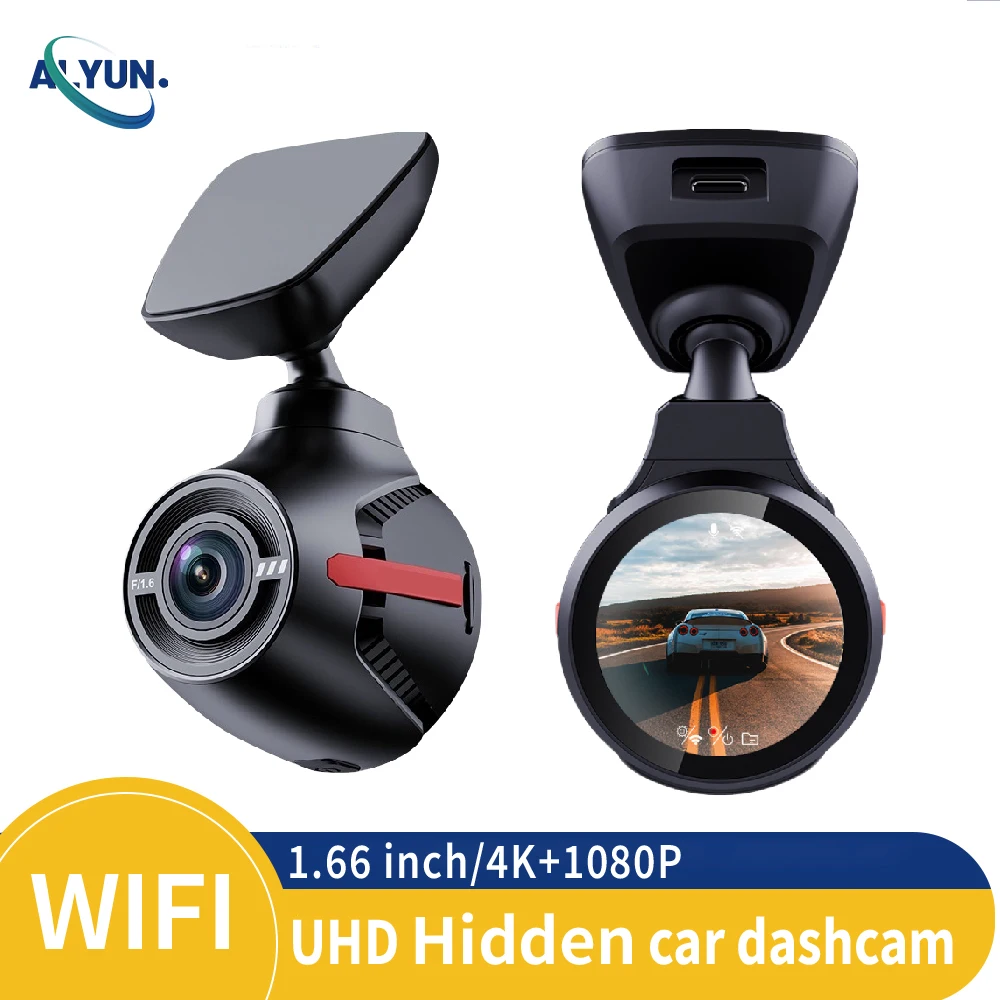 WiFi UHD 4K Dash Cam Hidden Car DVR Front Rear Dual Lens Wide Angle Super Night Vision Loop Recording