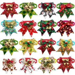 New Christmas Dog Bow Tie Snowman Christmas Tree Style Dog Cat Bow Tie for Small Dogs Pet Holiday Collar Grooming Supplies