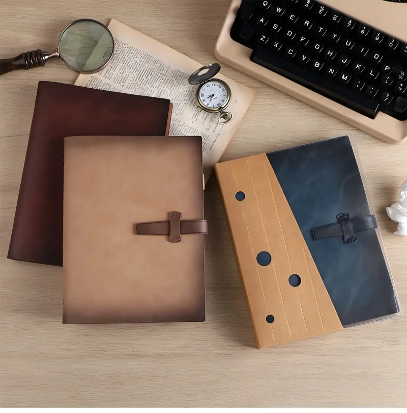 A5/A6 Binder Refillable Planner Notebook 6 Ring PU Leather Binder Journal with Card slots Pocket,80 Sheets/160 Pages Lined paper