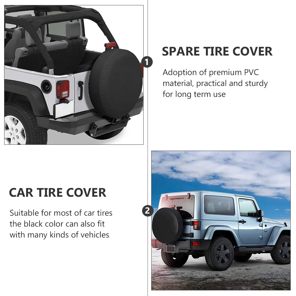 

Car Spare Tire Cover Premium Pvc Waterproof Sun Protection Universal Tire Protective Cover Black Folding Lightweight