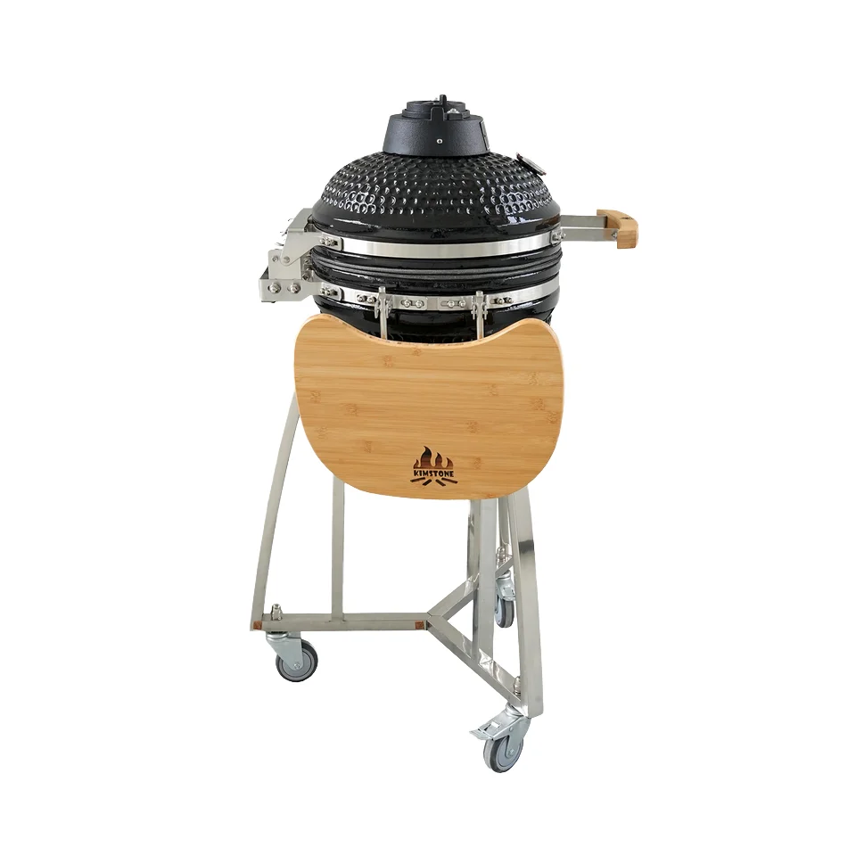 Kimstone 16-Inch Round -Shaped Kamado Grill Modern Premium Ceramic Barbecue Smoker with Charcoal Oven Outdoor Cookware