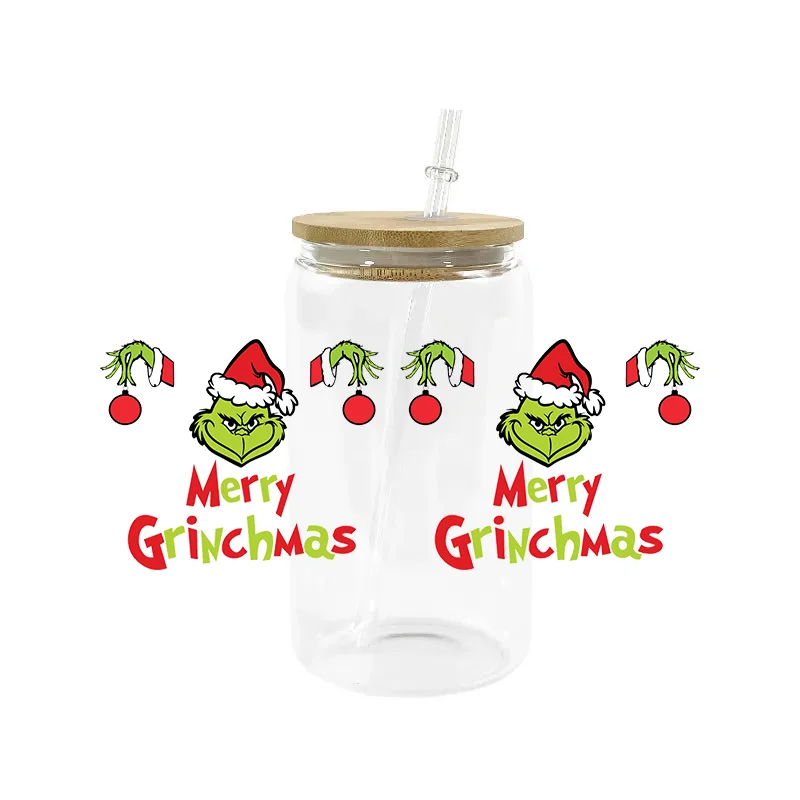 Miniso 3D Cartoon Christmas Monster Sticker 16oz UV DTF Cup Wrap Transfers Stickers Washable Custom Logo DIY Mug Sticker