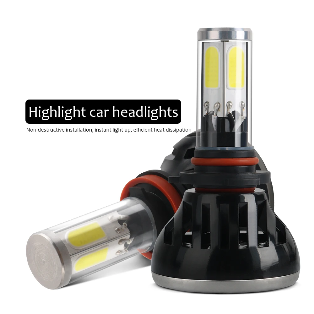 2PCS G5 Car Headlight H4 LED H7 H8 H11 HB3/9005 HB4/9006 H1 H3 880 881 80W 8000lm COB 4 Sides Auto Bulb Headlamp 6000K White 12V