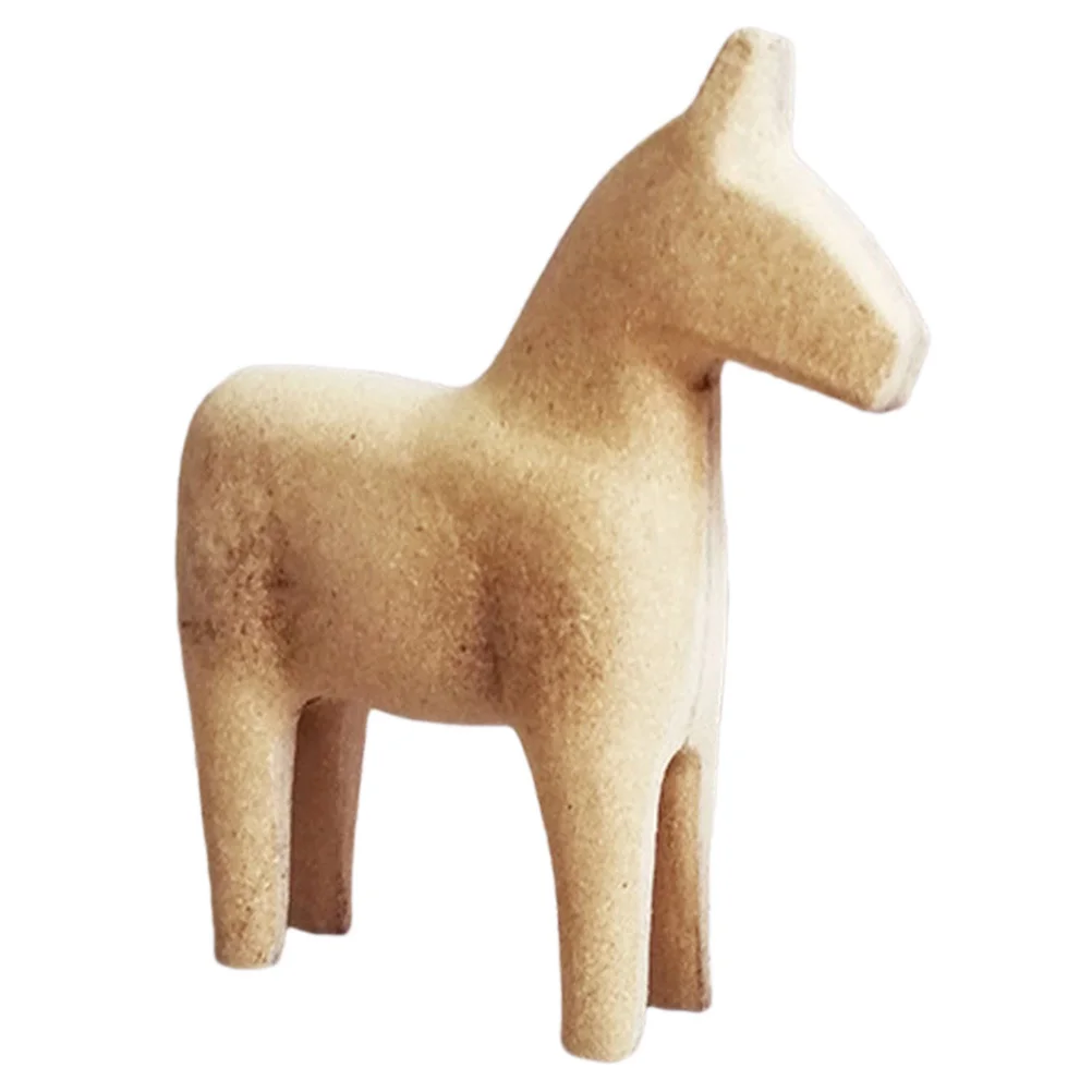 

1pc Animal Unfinished Desktop Figures Desktop Wood Decor Decor Ornaments Blank Wooden Horse Diy Ornaments Horse Ornament