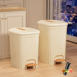 New 15L Nordic Kitchen Food Waste Bin Trash Can Foot Pedal Trash Can with Lid Bathroom Wastebasket Waterproof Garbage Can