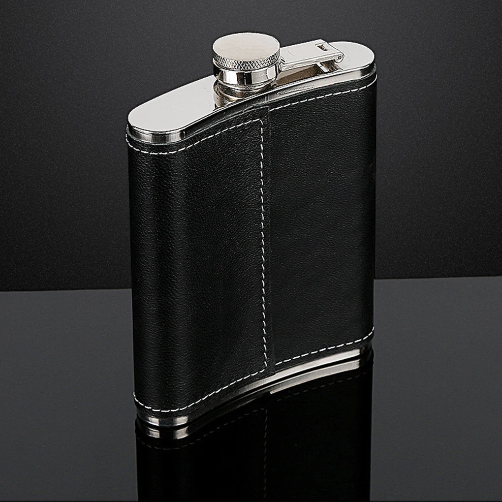 6/8 oz stainless steel hip flask, Outdoor portable wine bottle with PU leather, Russian high-end men's flagon, Fashion wine set