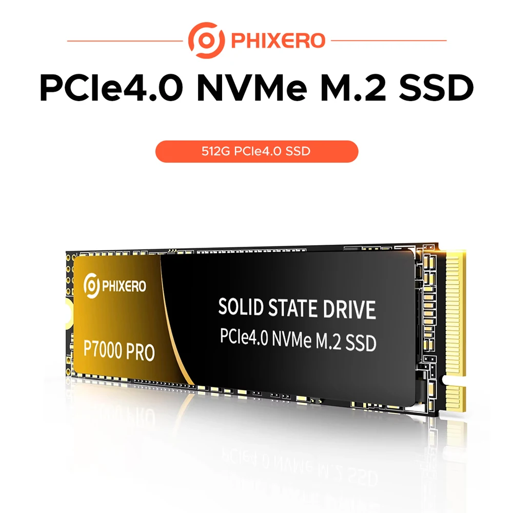 PHIXERO SSD PCIe4.0 NVMe M.0 SOLID STATE Drive with 512GB Fast Speed Hard Drive PCIe3.0 X4 Internal SSD for Laptop Desktop
