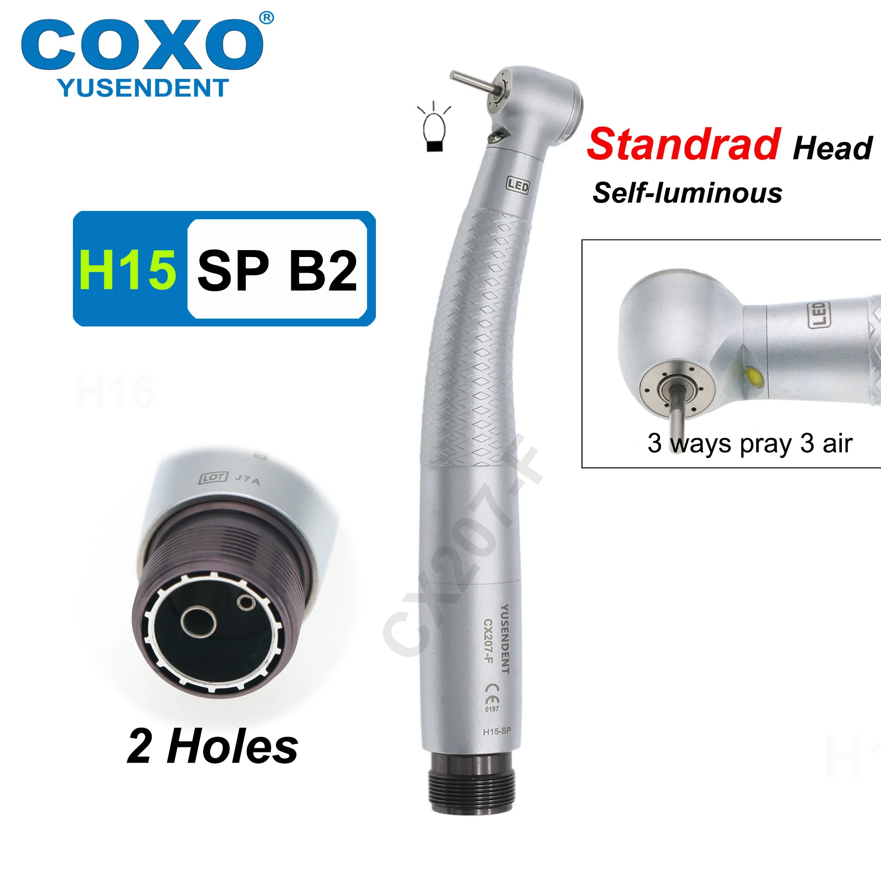 COXO LED Dental Turbine High Speed Handpiece Self Power E Generator Air Turbine Rotor Standard/Torque Head 2/4 Hole Fit NSK KAVO