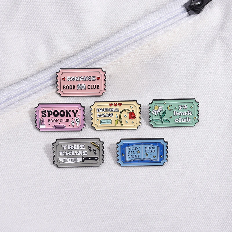 Creative Cartoon Ticket Text Geometry Medal Oil Drop Lapel Brooch Badge Pin Denim Bag Gift Men Women Fashion Jewelry Accessories