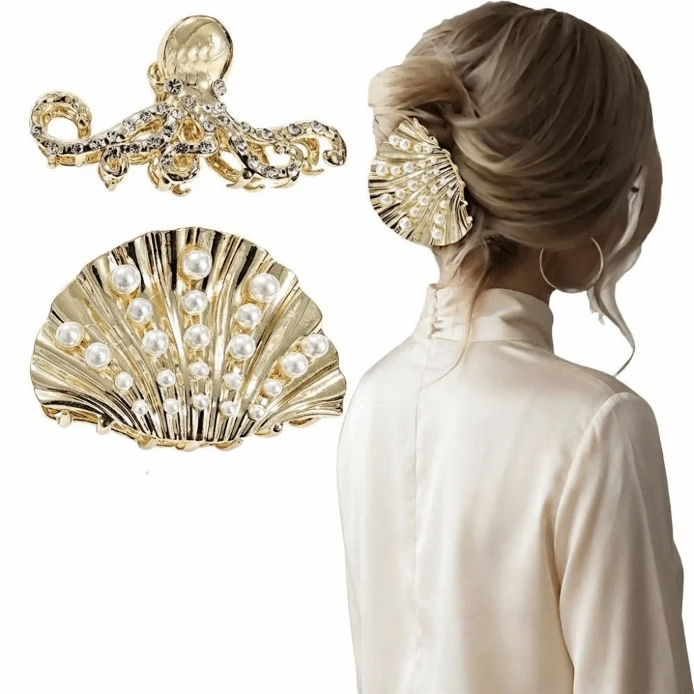 Simple Ocean Series Women Hair Claw Octopus Zinc Alloy Shark