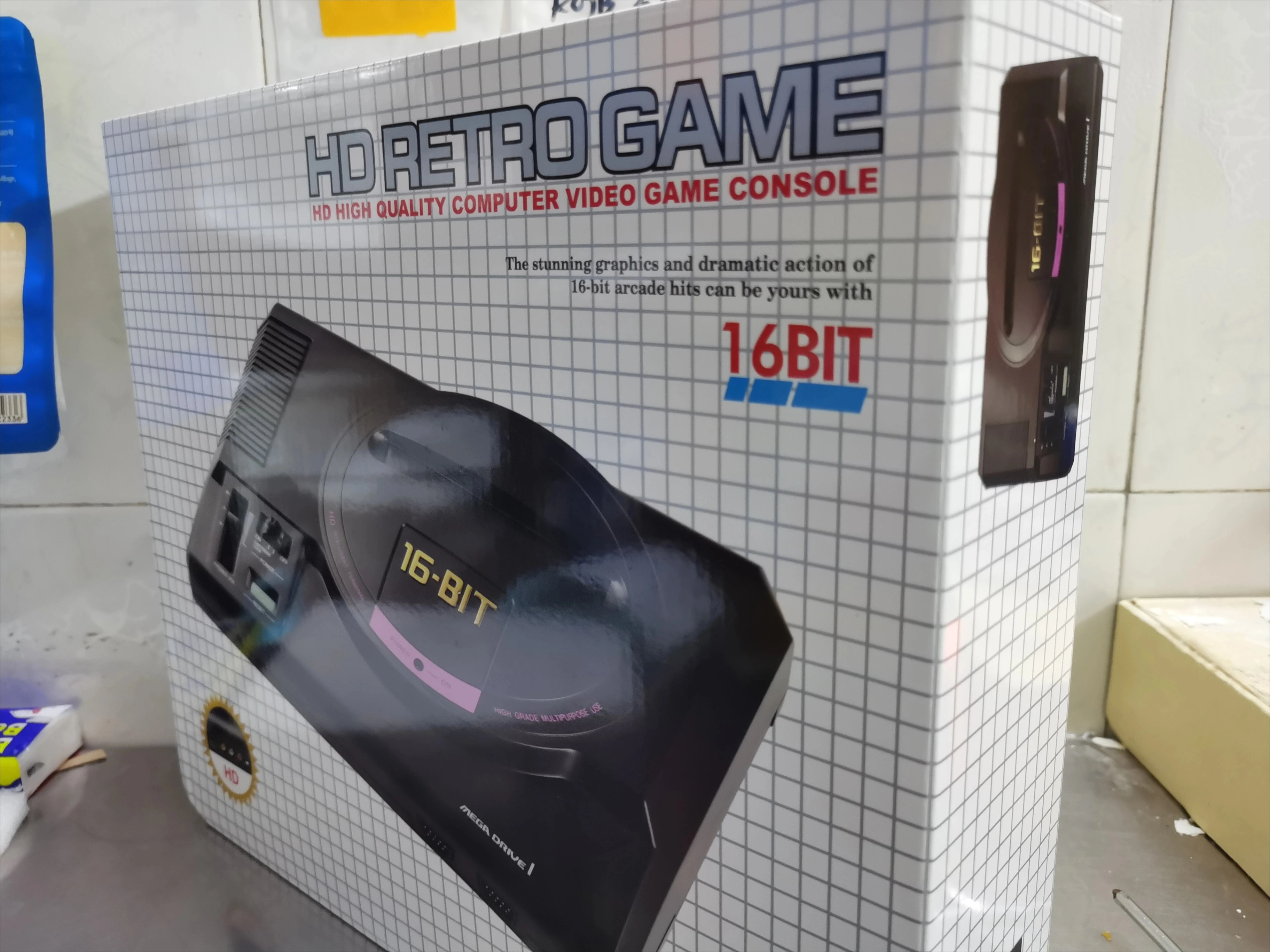 16 Bit Video Game Console for SEGA MEGA DRIVE 1 Genesis High Definition HDMI TV Out with 2.4G Wireless Controller Cartridge 196