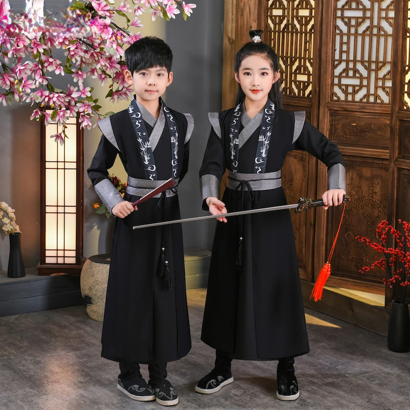 

Boys Hanfu Dress Tang Suit Children Ancient Chinese Traditional Costume for Kids Han Dynasty Samurai Knight Party Cosplay