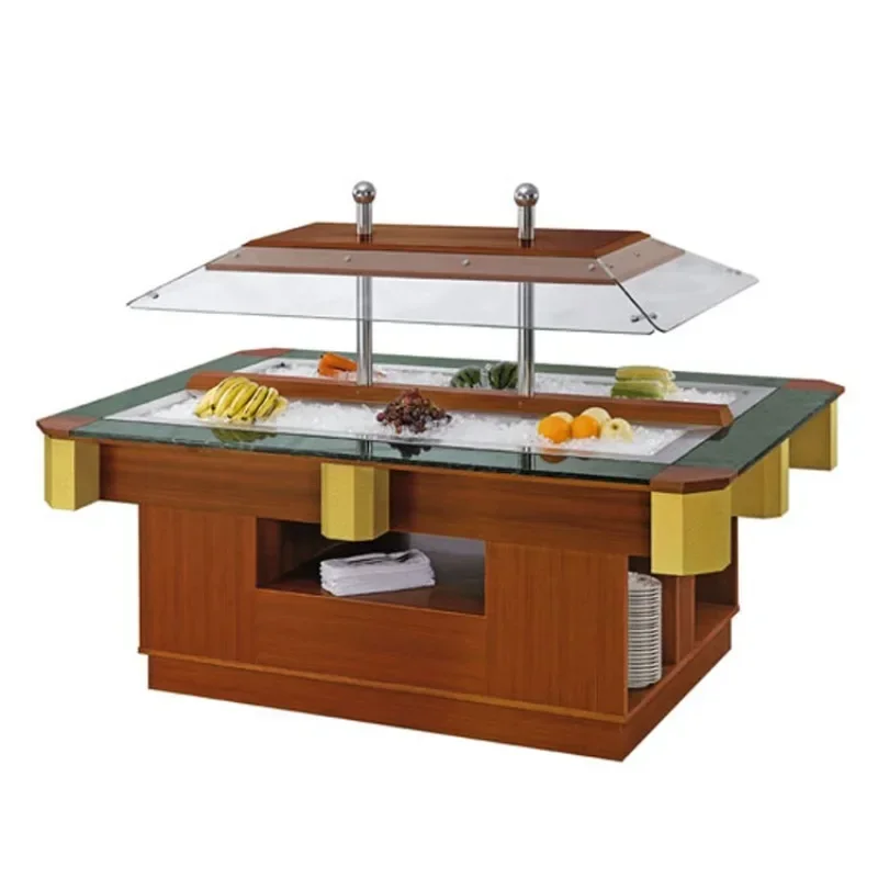 

Hotel Buffet Restaurant 2-Channel Container Salad Bar Refrigerator/Island Salad Display Counter
