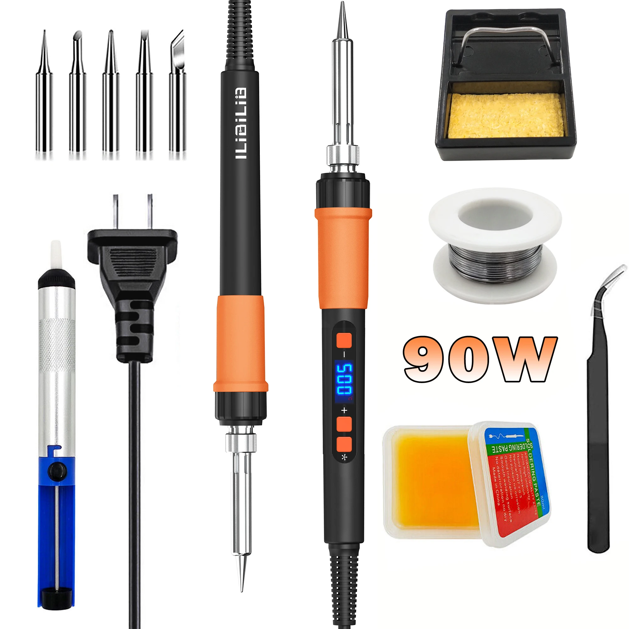 

ILIBILIB Soldering Iron Kit, 90W LED Display Digital Solder Pen, 11-in-1 Fast Heating for Electronics Repair Hobby