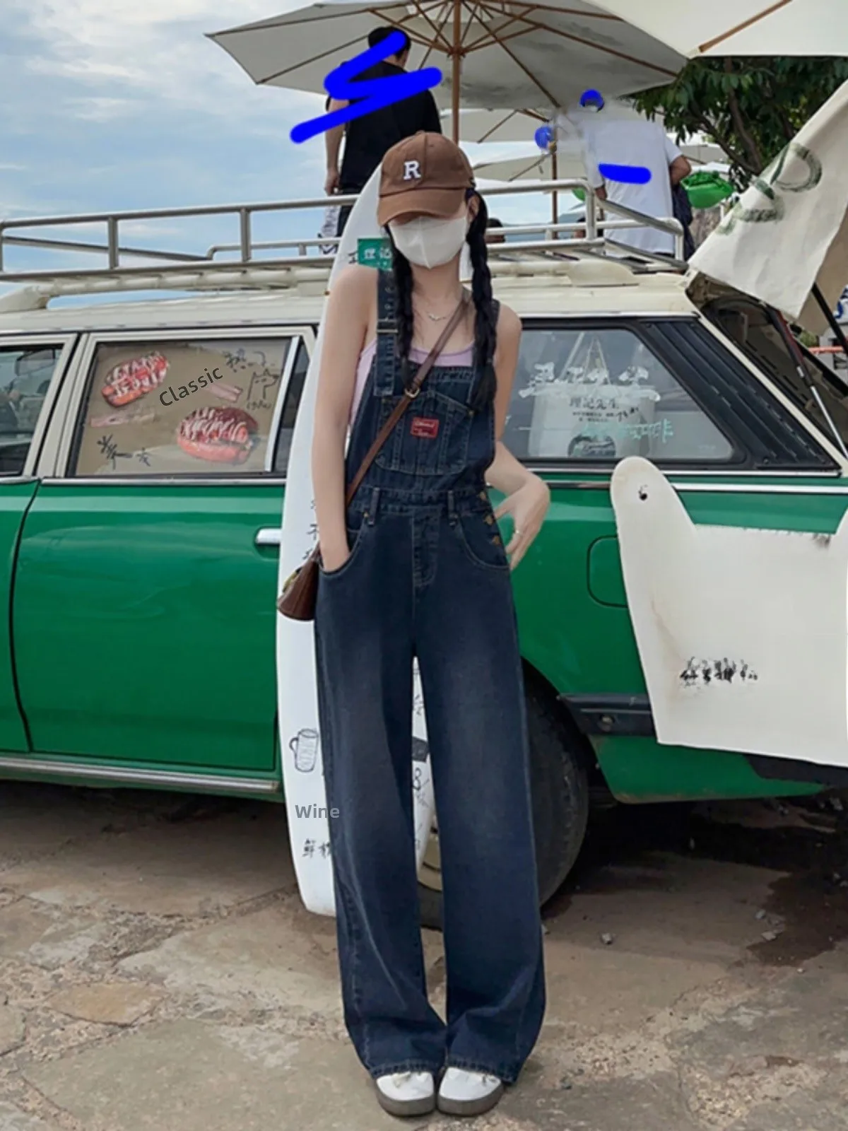 Salopette en Denim rétro américain pour femmes, pantalon une pièce ample, petite taille, réduction de l'âge, taille haute, Slim, droit, printemps été