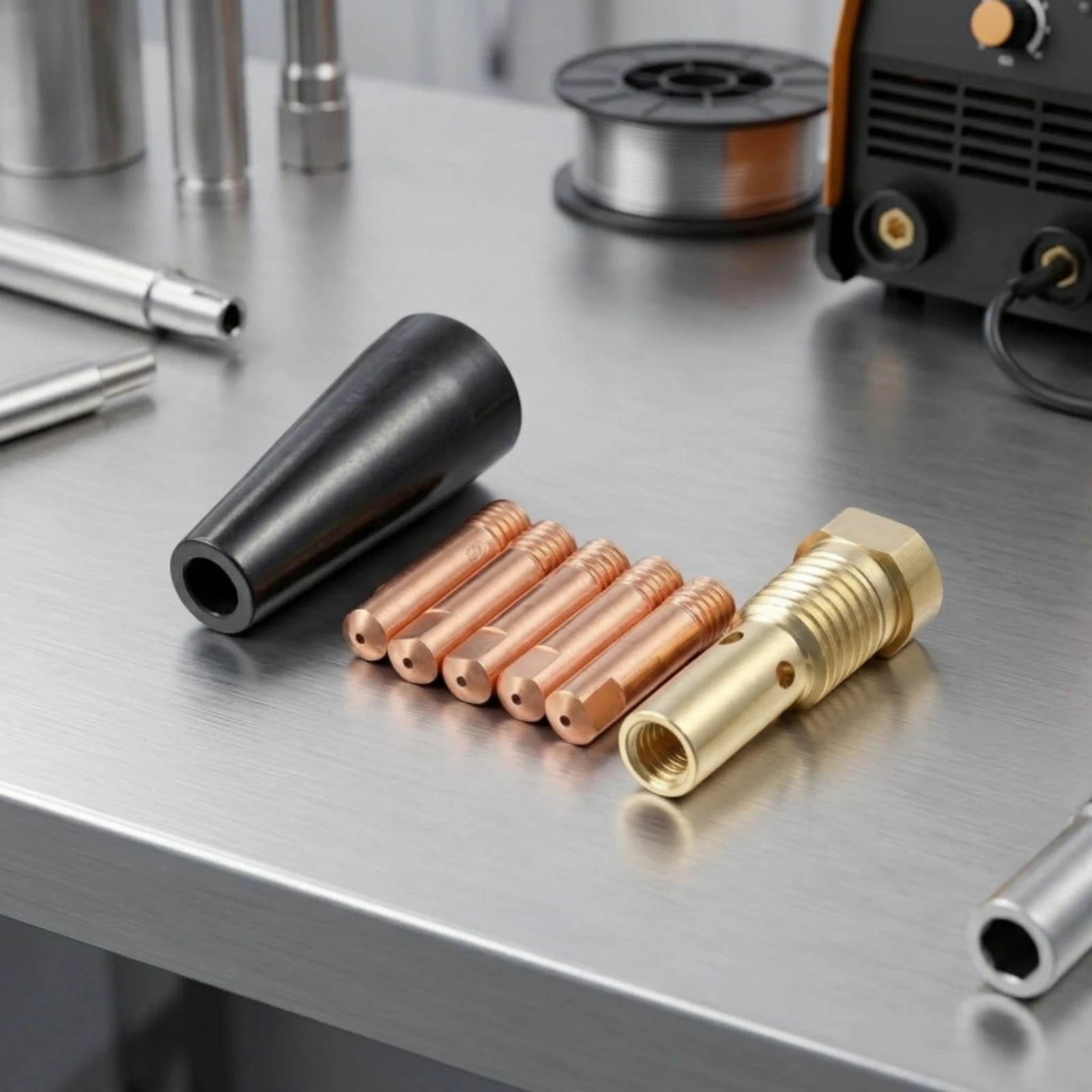 7 Pieces Flux Core Gasless Nozzle Kit Tapered Nozzle and Electrode Tips Electrode Tip Kit Precision Hardware Low Spatter