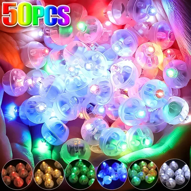 

50/100pcs Round Colorful Mini Led Lights Flash Luminous Lamps Tumbler Light Balloon Lantern Christmas Wedding Party Decoration