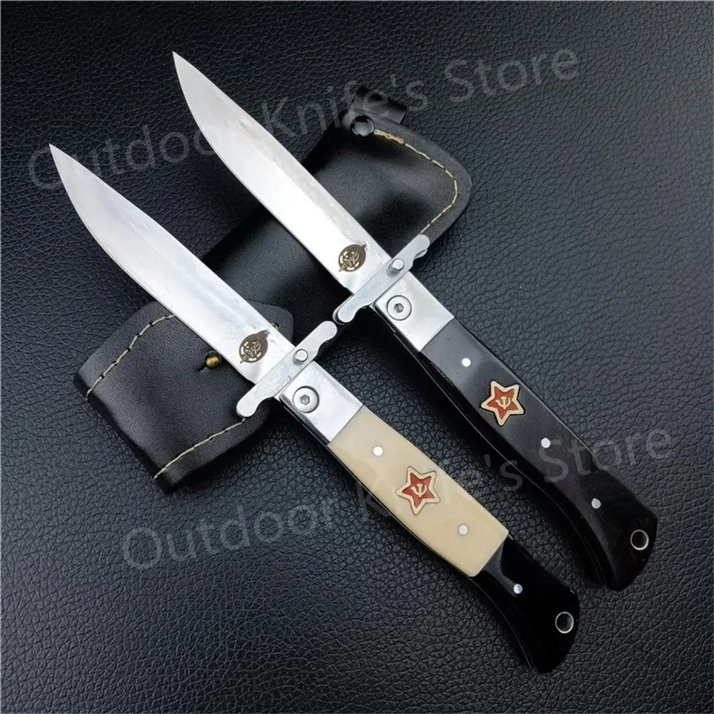 NEW Russian Finka NKVD Folding Knife 440C Mirror Finish Blade Resin Handle Kitchen Knives Meat Cleaver Slicing Fish Fruit