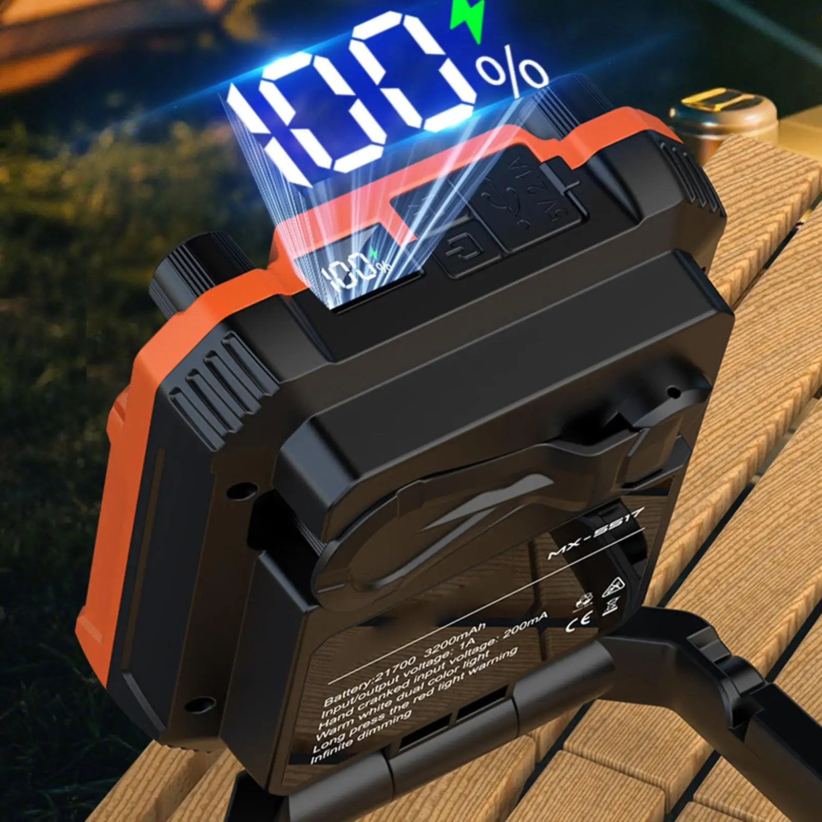 Camping Lantern 3200mAh Magnetic Flashlight Folding 3200mAh Lights For Camping With LCD Display For Outdoor Patio Tent Porch