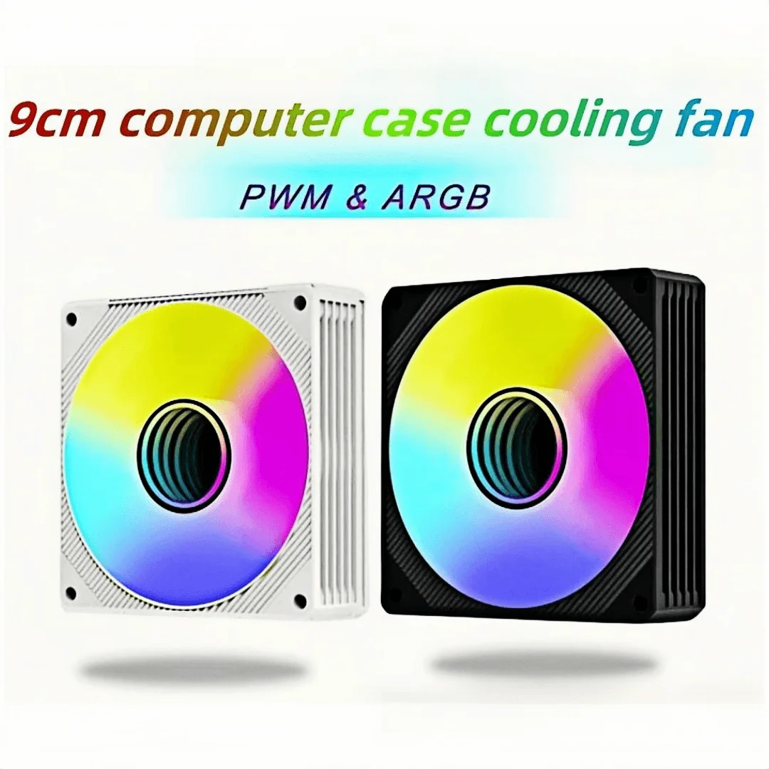 

CX FUTRUE Computer Case 9CM Cooling Fan, ARGB Color Change, 3PIN ARGB+4PIN PWM Interface, Suitable For Small Case DIY.