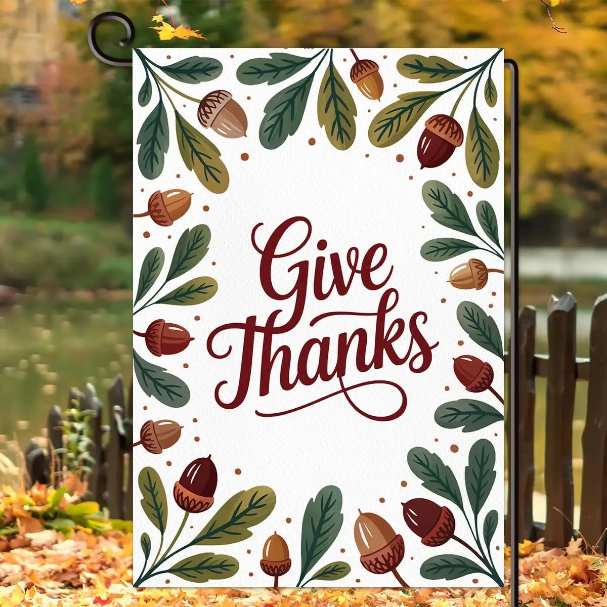 Give Thanks Fall Garden Flag Double Sided Autumn Harvest Thanksgiving House Flag Seasonal Outside Decoration for Yard Patio  yyi