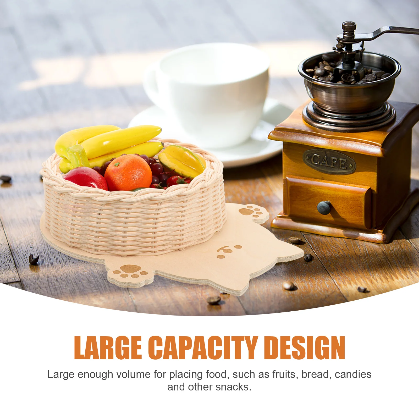 

Cartoon Animal Woven Basket Large Wooden Storage Basket for Fruits Snacks Bread Decorative Desktop Woven Storage Bin for Home