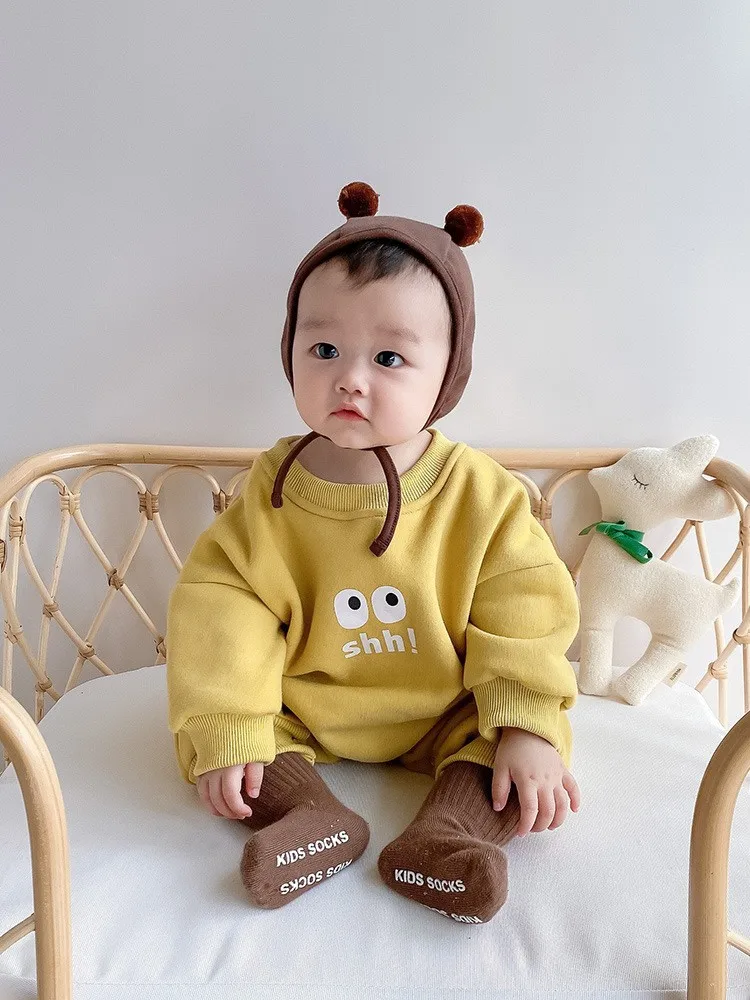 Autumn Newborn Infant Baby Boys And Girls Romper Cotton Long Sleeved Rompers Kids Onepiece Fashion Korean Plush Th Baby Clothing