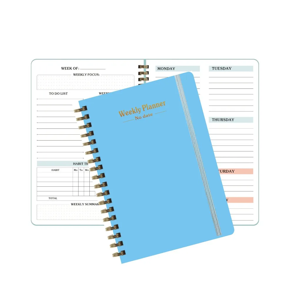 

Stationery A5 Weekly Planner Planner Reminder Efficiency Weekly Schedule Book with Straps No Date Coil Notebook School