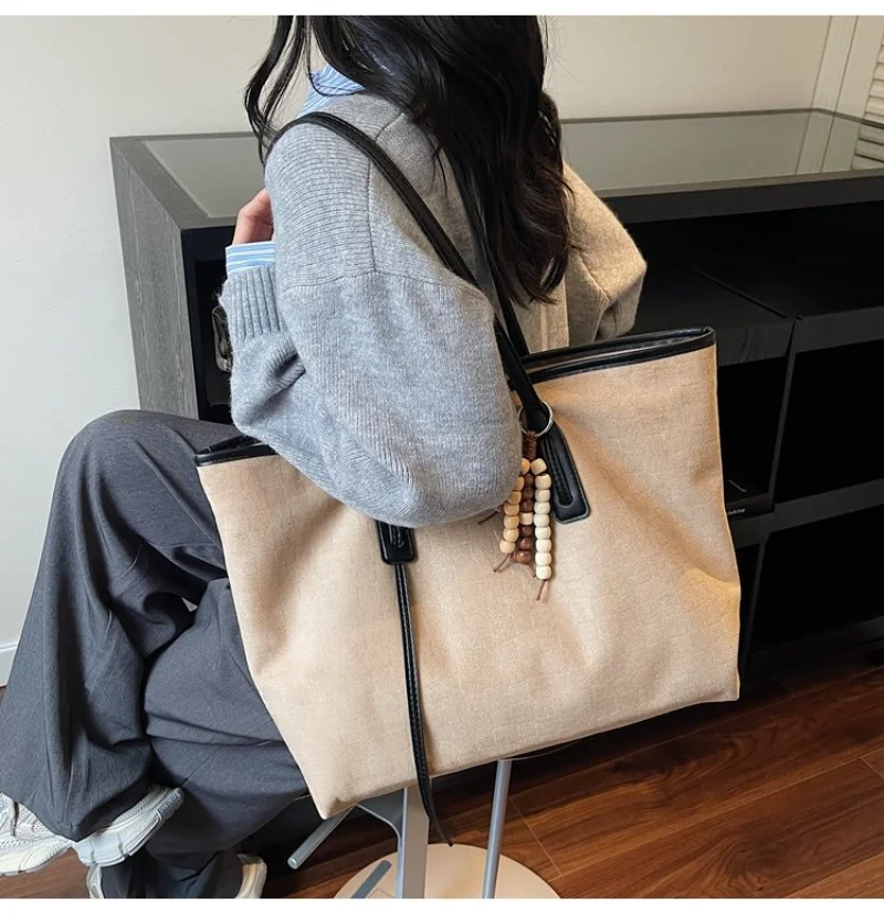 CEEKAY Casual Retro Large Tote Bag, Lightweight Top Handle Handbag, Practical Everyday Shoulder Purse for Shopping Travel Work