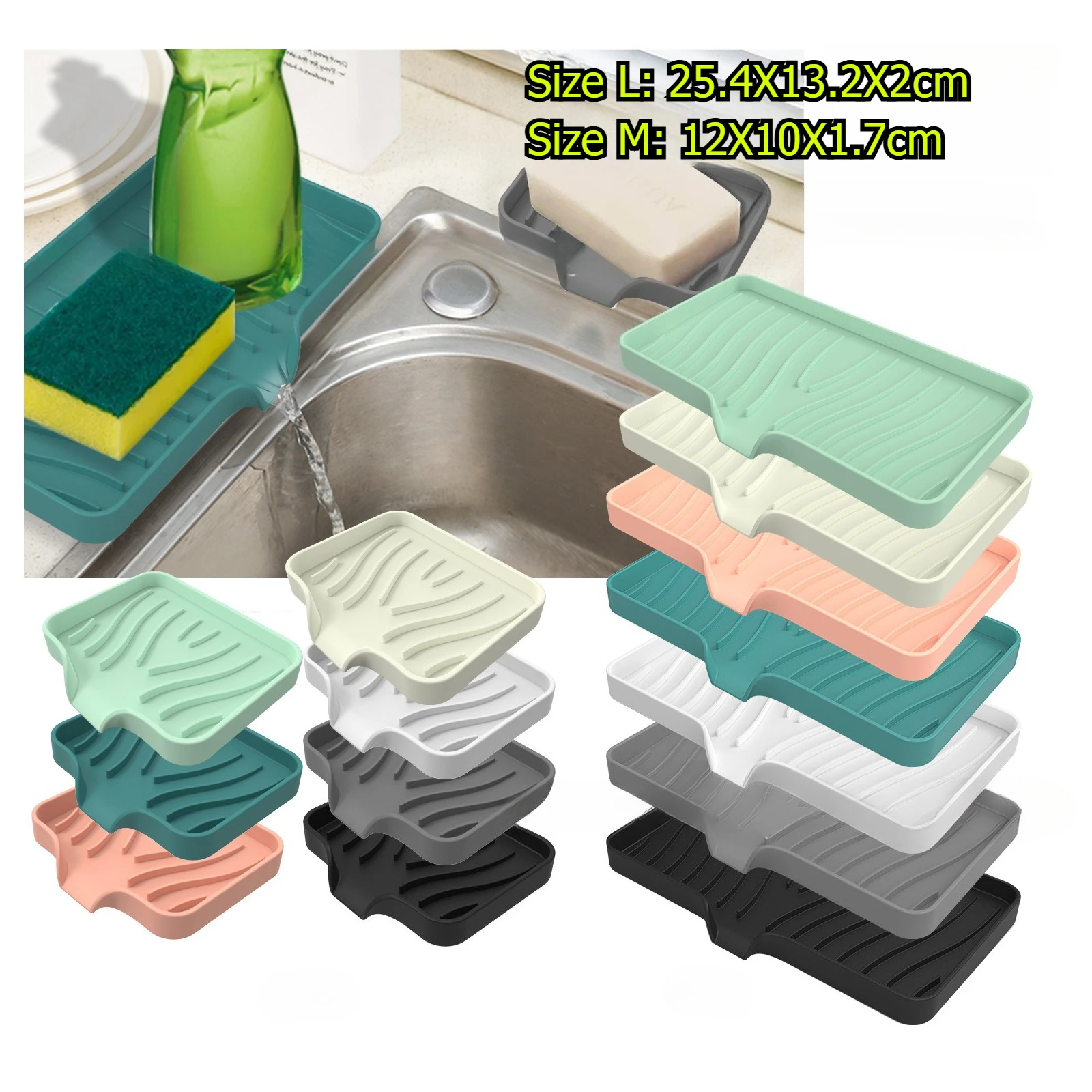 Silicone Soap Tray/Stand, Self-Draining Pad Storage Rack Without Punching Soap Holder Silicone Soap Box Bathroom Soap Rack