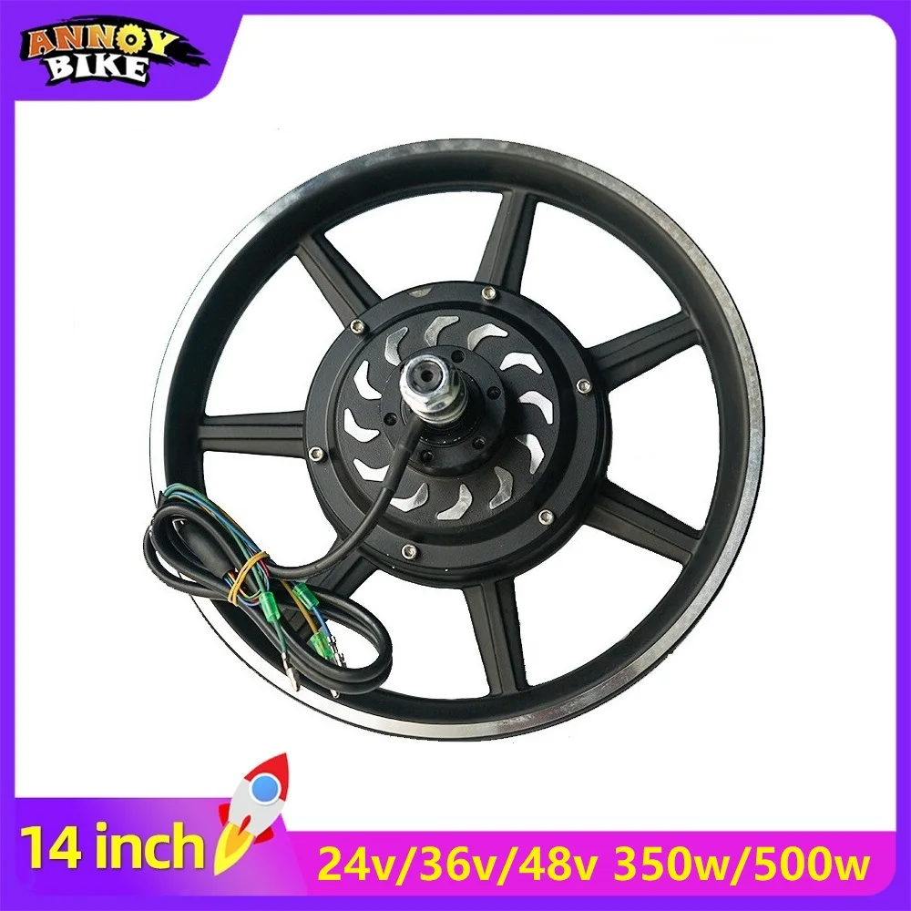 AliExpress ANNOYBIKE Dual Shaft 14 inch Hub Motor 24v/36v/48v 350w/500w Scooter Electric Bicycle Wheel with Tyre Disc Brake 14x2.125
