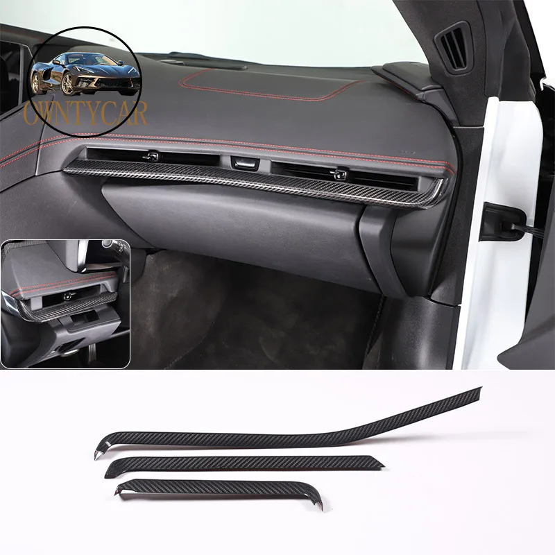 Real Carbon Fiber For Chevrolet Corvette C8 Z51 Stingray Coupe 2020 2021 2022 Car Center Console Dashboard Trim Strips