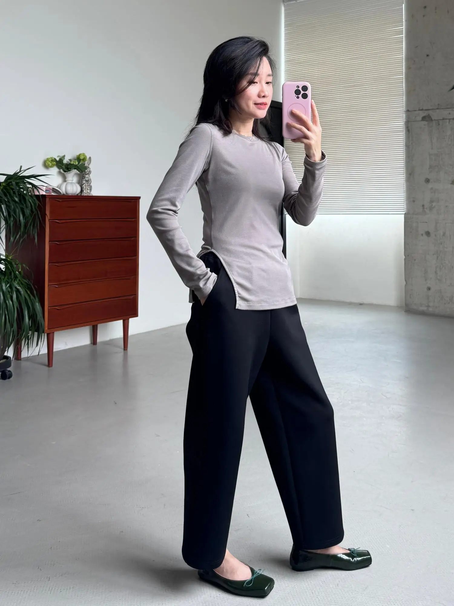 

High-End Silk Long Sve Knitted irt Women's Elastic Slit round Ne Pullover Spring Autumn 60g Daily Wear