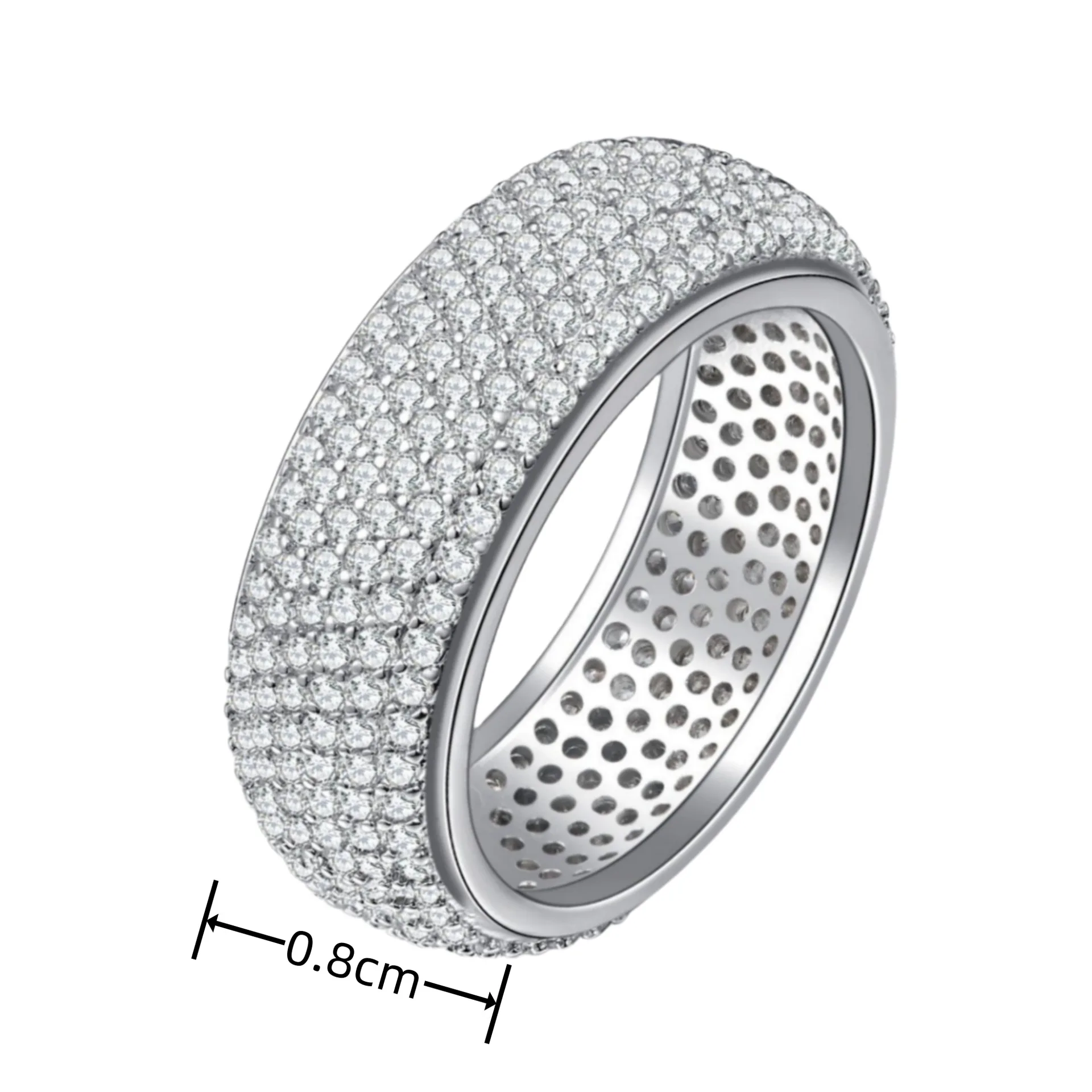 925 Sterling Silver Plated 18K Gold Diamond Ring Fashionable Decorative Dazzling Circular Ring