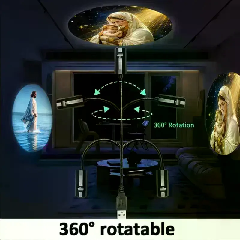 Religious Character Image Themed Portable USB Projection Light 16 Patterns Room Ceiling Decoration