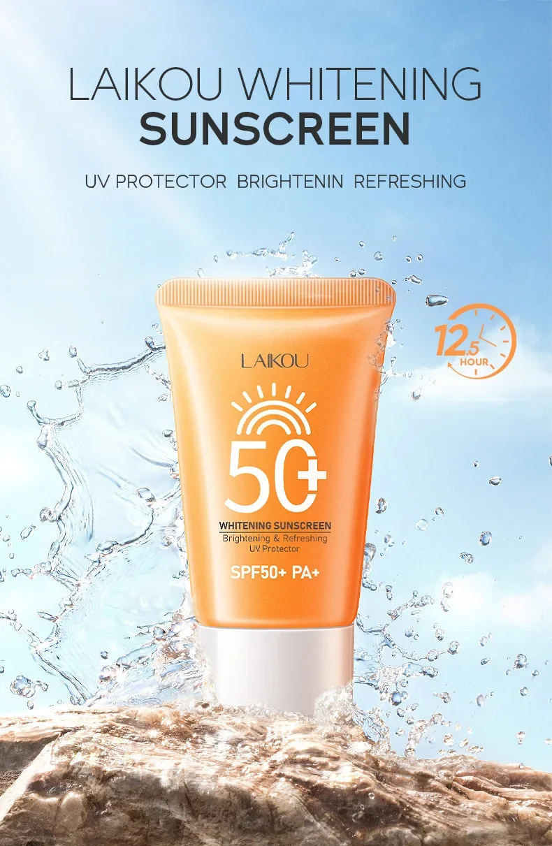 LAIKOU Spf 50+ واقي من الشمس لحماية الوجه للعناية بالبشرة بالطاقة الشمسية أنبوب مزدوج متعدد التأثير PA + واقي من الشمس للوجه مانع للطاقة الشمسية 30 جرام