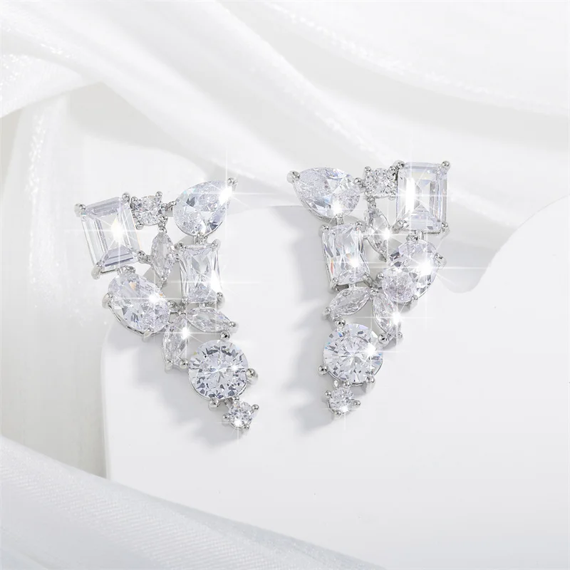 ZAKOL Irregular Marquise Zirconia Earrings for Women Shinny Geometric Square Water Drop CZ Earring Bridal Wedding Jewelry