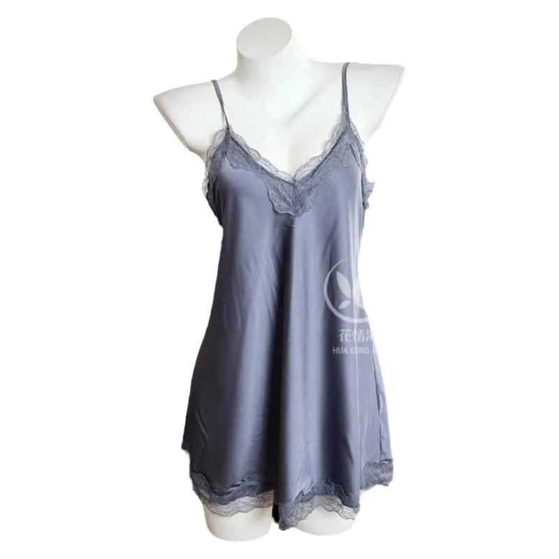 Sexy Lingerie Pure Desire Style High-end Luxury Ice Silk Loose-fitting Camisole Pajamas Home Wear Dress Casual Elegant 9XWK