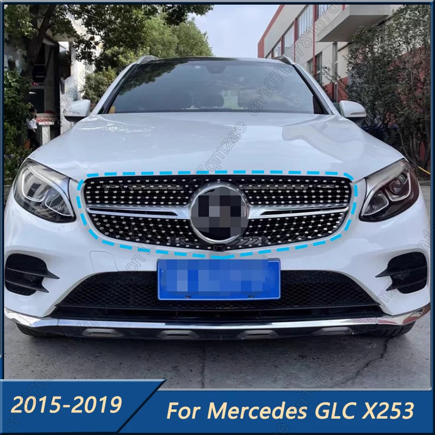 

Racing Grill For Mercedes Benz GLC-Class X253 2015-2019 GLC250 GLC300 GLC350 Diamond Style Bumper Hood Mesh Front Grill Grille