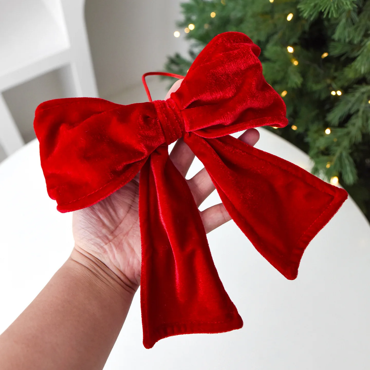 

Christmas Bow Decoration Deformable Velvet Wine Red Bow Knot Hanging Ornaments DIY Xmas Trees Pendant New Year Party Home Decor
