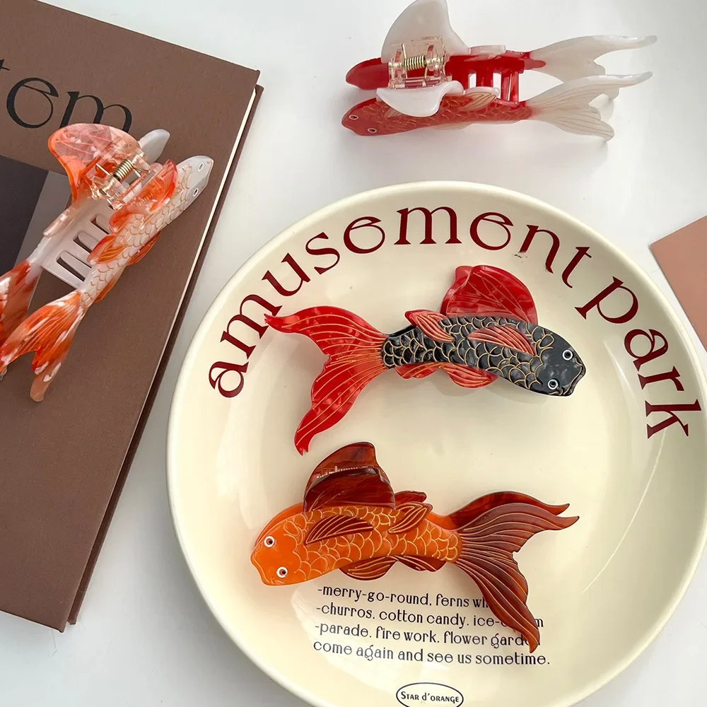 

YHJ Good Luck Goldfish Hair Claw Lifelike Design Personality Hair Claw Clips Hair Accessories for Women Girls