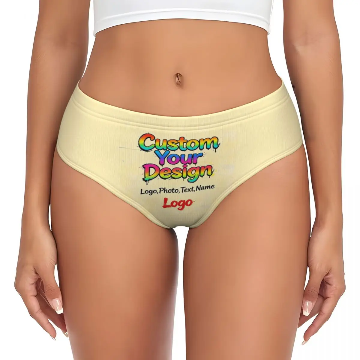 

Женские трусики на заказ с вашим дизайном, логотипом, эластичные, с персонализированным текстом и именем, нижнее белье