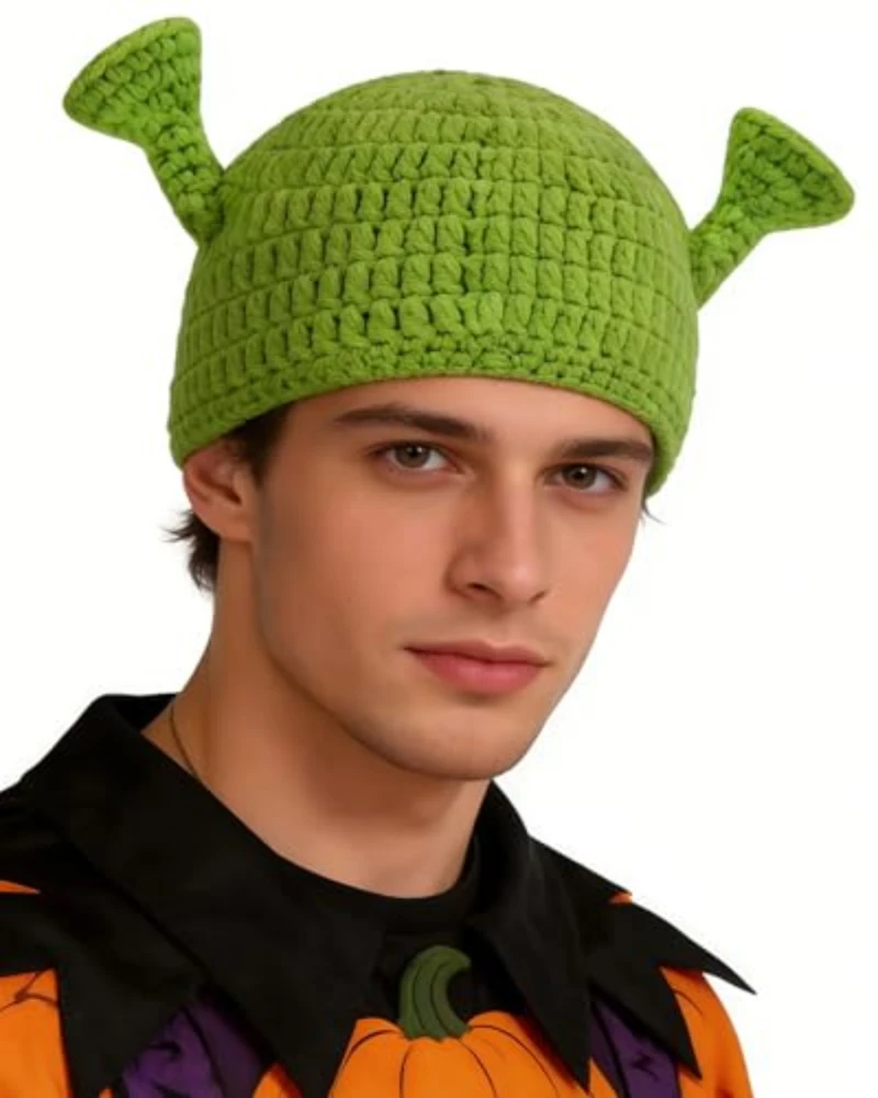 Gorro Balaclava Unisex de Shrek, Gorro de Lana Cálido para Invierno, Gorro Divertido Verde, Gorro de Punto para Hombre y Mujer, Hecho a Mano