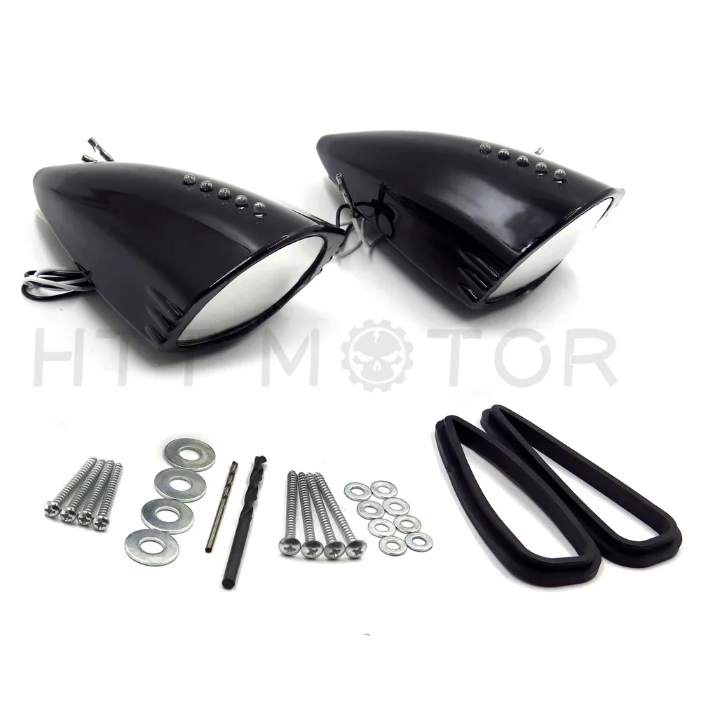 LED Side Mounted Rear View Mirrors for All Suzuki GSX1300R Hayabusa GSXR 600 Motorcycle Parts Black