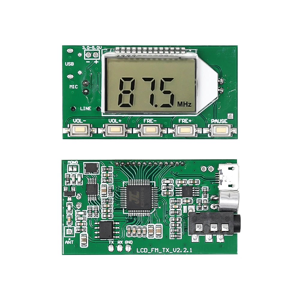 FM Tunable Transmitter Module Stereo Digital Transmitter 87.0MHz–108.0MHz Wireless Microphone Circuit Board