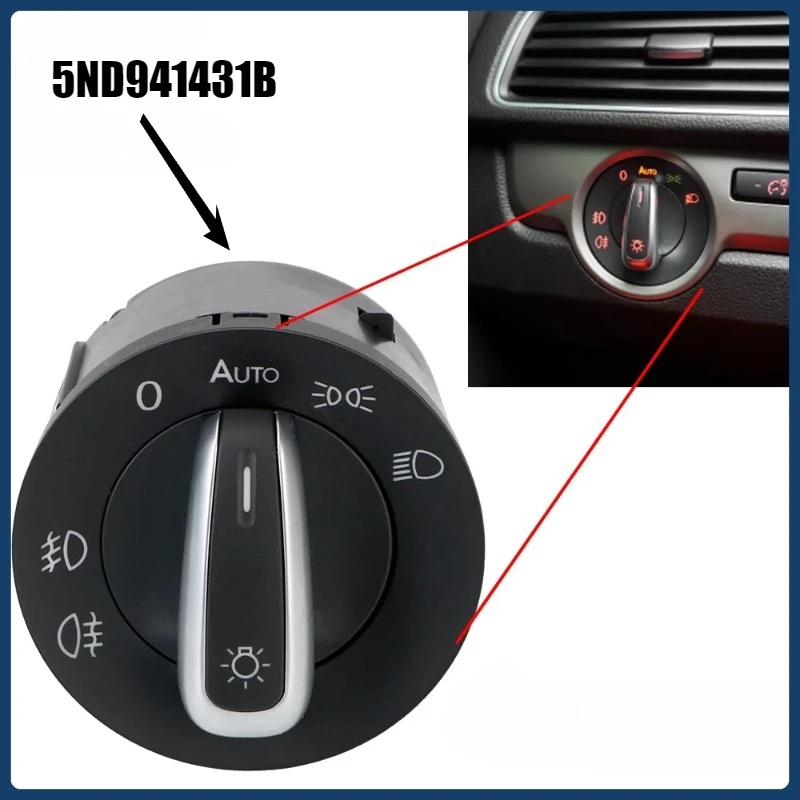 

5ND941431B для VW Passat B6 B7 Golf Jetta MK6 MK5 Tiguan Caddy, переключатель фар автомобиля, управление противотуманными огнями