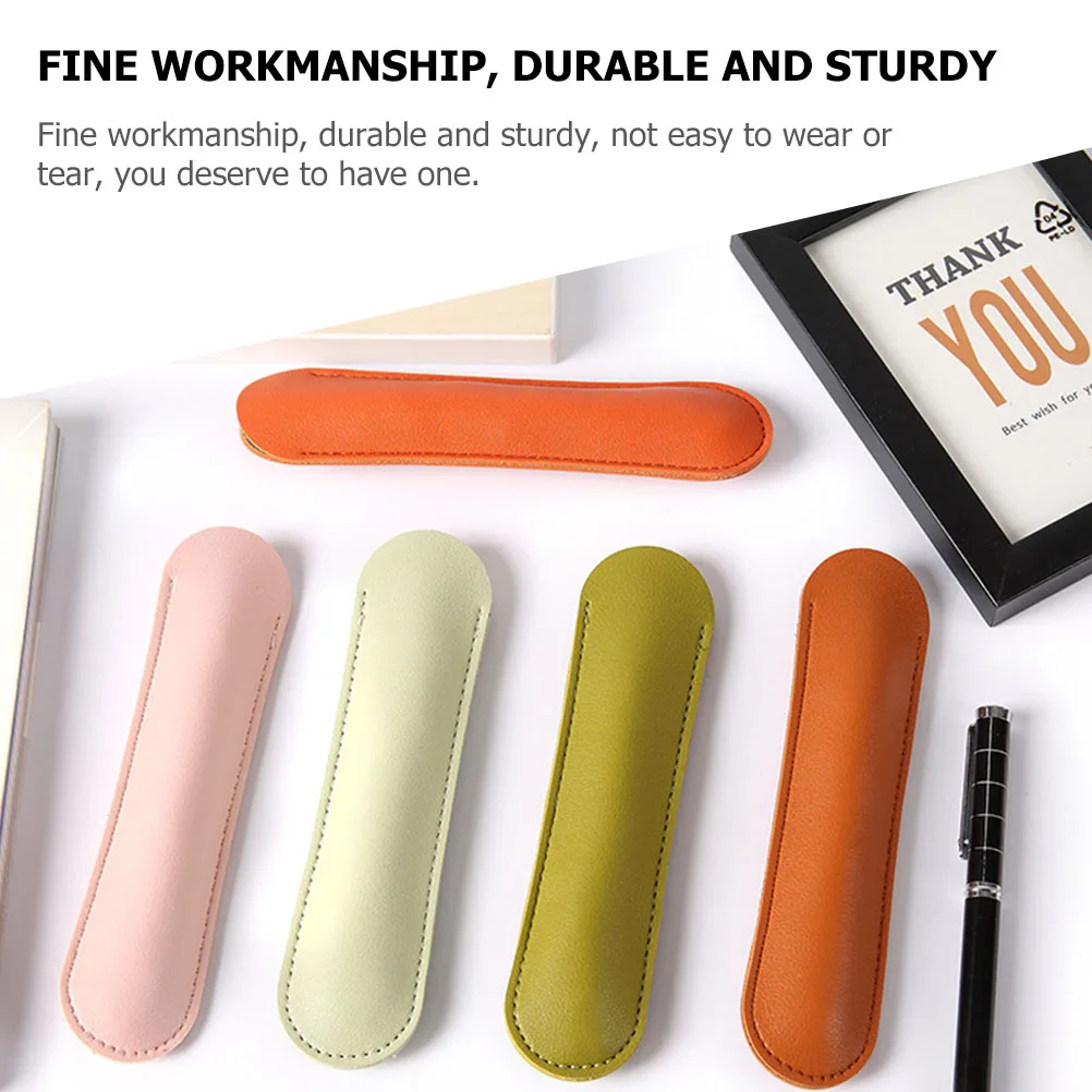 

8 Pcs Bags Single Pu Pen Holder Protective Sleeve Ballpoint Pouch Pen Sleeve Storage Mixed Color Practical