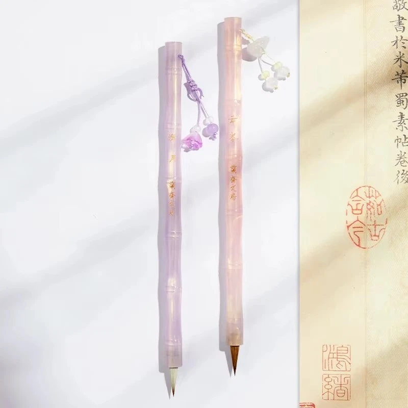Black Tip Purple Hair Small Regular Script Calligraphy Brush for Slender Gold Style Painting Tracing Art Supply Fine Durable Tip