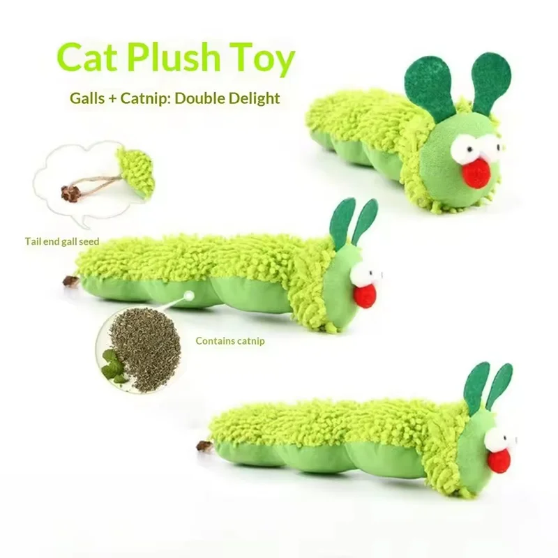 Juguete de Peluche de Oruga para Gatos, Almohada de Catnip y Matatabi, Resistente a Mordidas, Interactivo, para Aliviar el Estrés, para Jugar Solo, Suministros para Mascotas