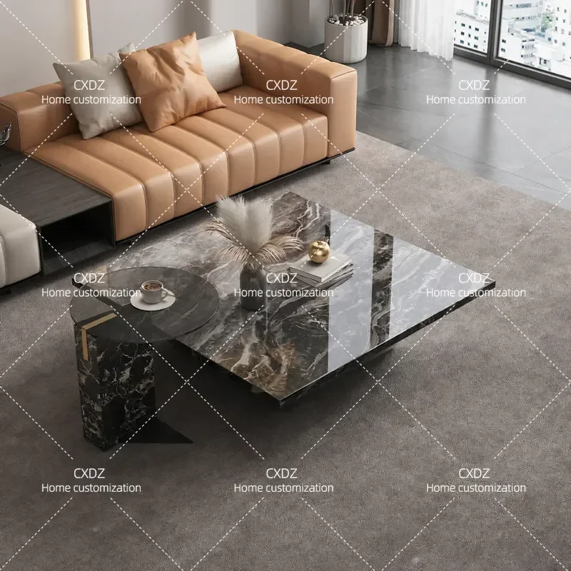 Minimalist Natural Marble Coffee Table for Living Room Light Luxury High End Stone Center Table Modern Home Furniture